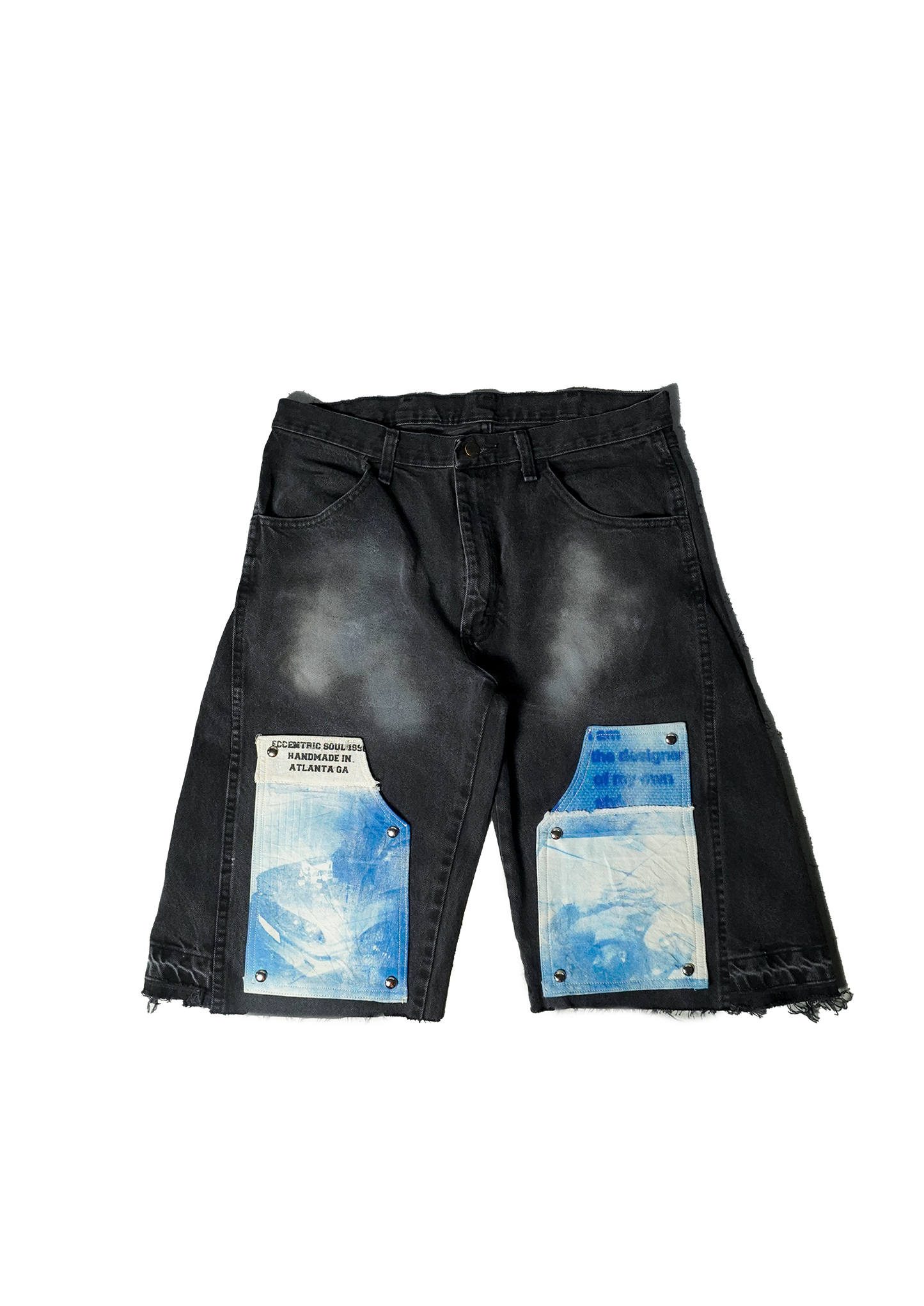 Cyanotype Patchwork Jorts